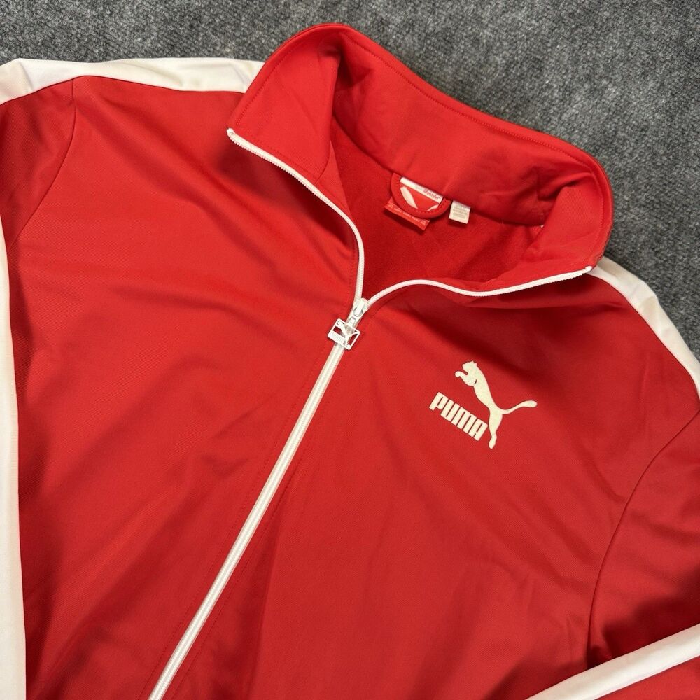 Puma T7 Track Jacket Mens XXL Red White Full Zip Athletic Retro Style